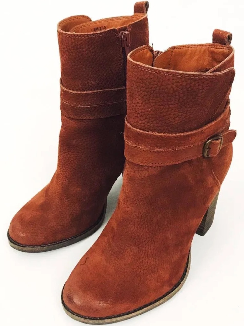 Lucky Brand Latonya Women's Suede Ankle Boots in Rust Brown